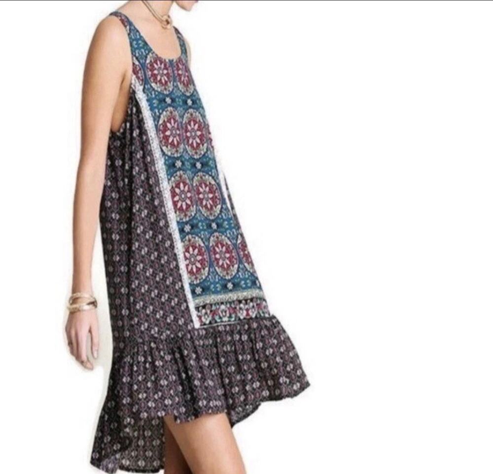 Umgee Boho Sleeveless Shift Dress